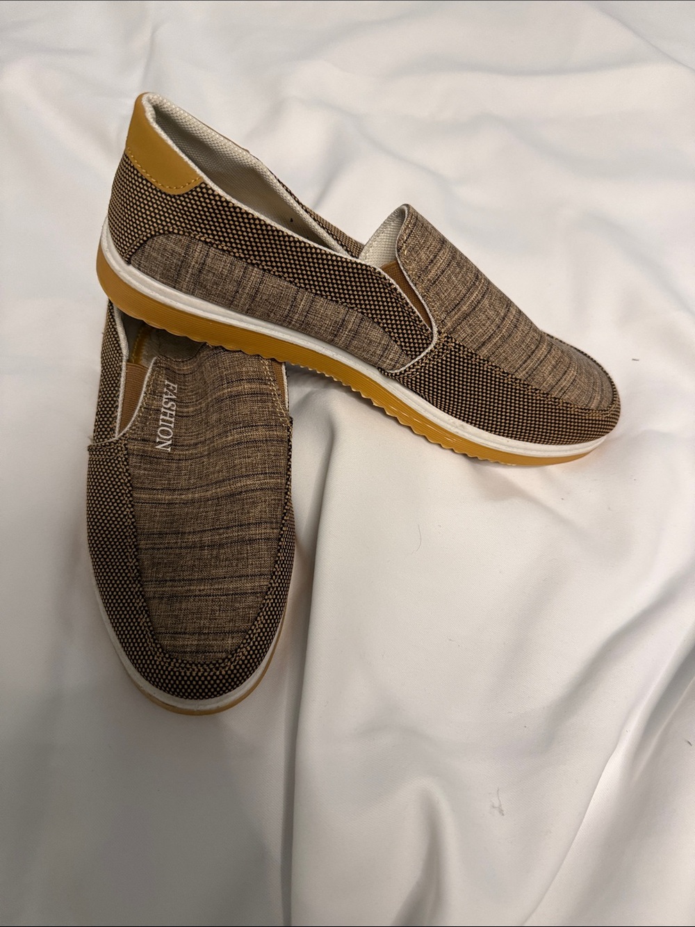 Brown & Yellow Men's Slip-On Loafers